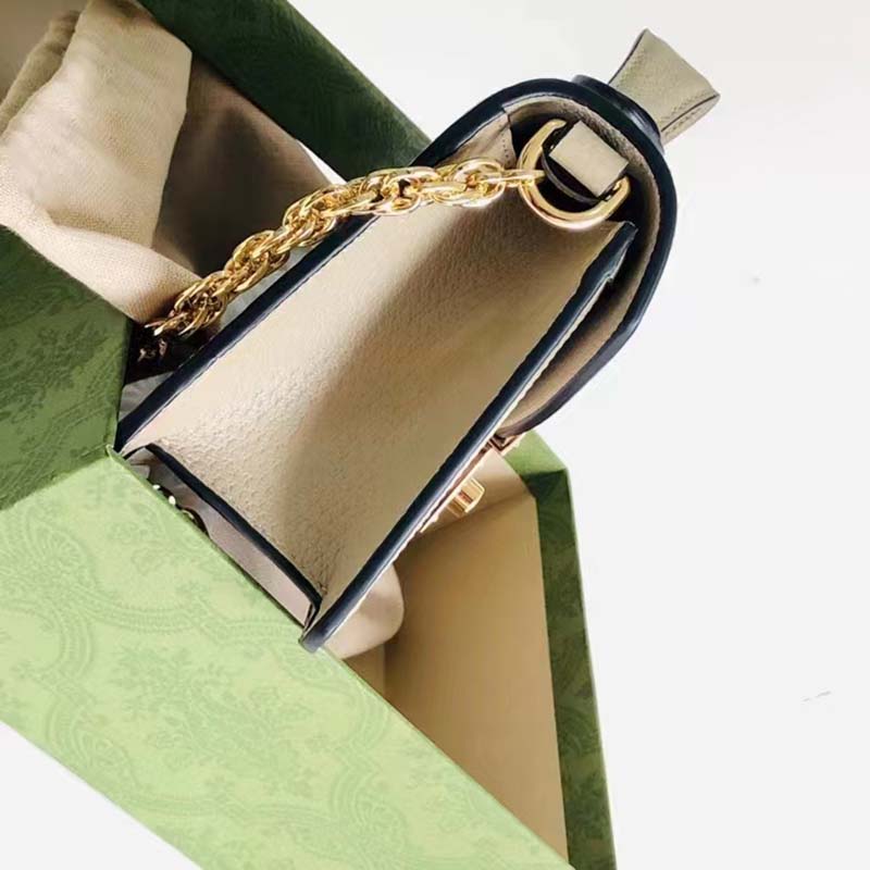 Gucci Women Dionysus GG Mini Shoulder Bag Beige White Supreme Canvas