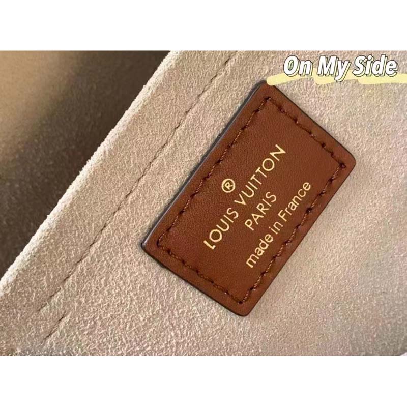 Louis Vuitton LV Women On My Side MM Tote Bag Brown Calfskin Monogram Coated Canvas
