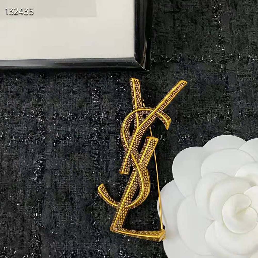 Saint Laurent YSL Women Opyum Ysl Snake Brooch in Metal