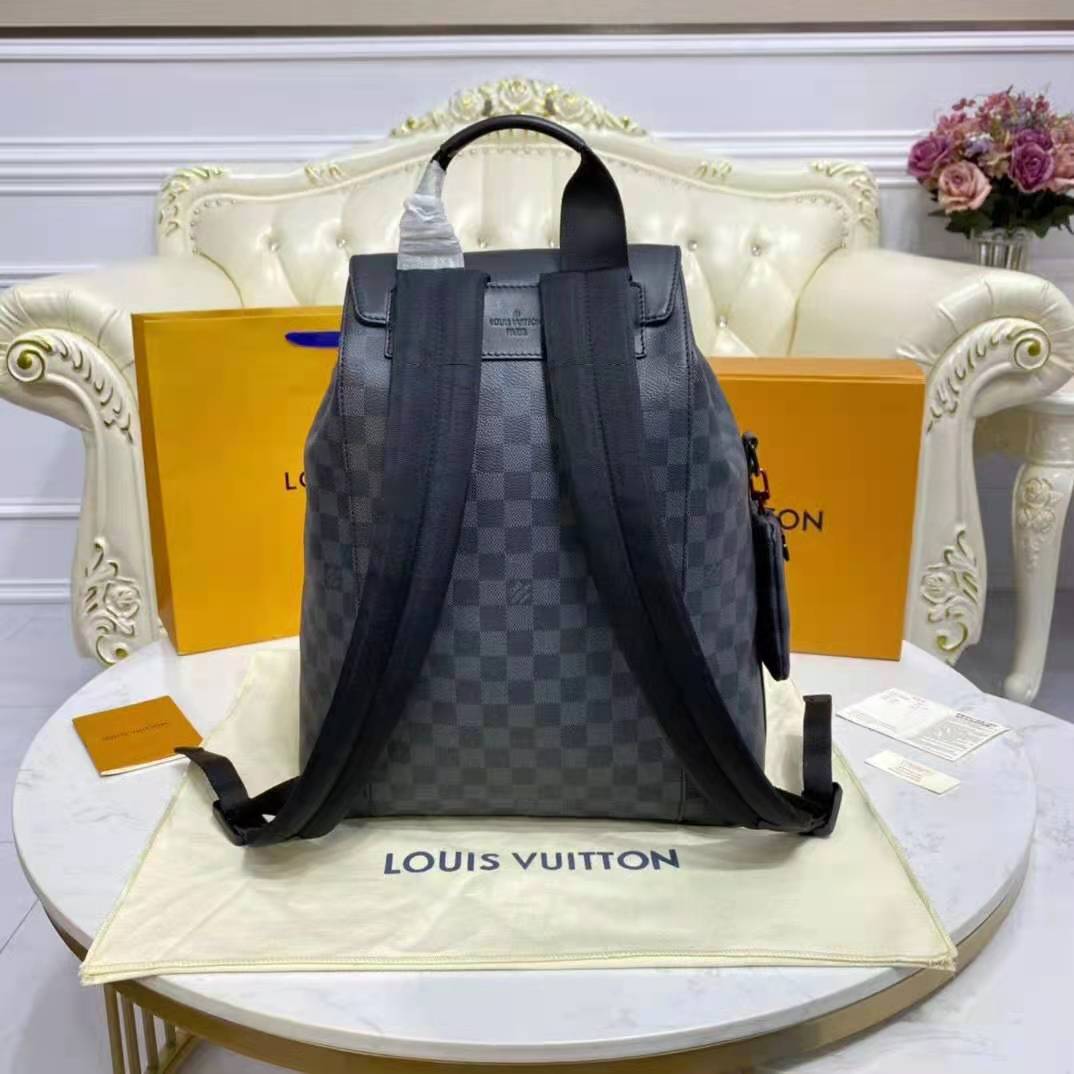 Louis Vuitton LV Unisex Utility Backpack Damier Graphite Coated Canvas Cowhide Leather