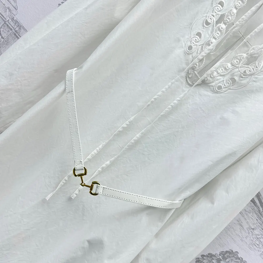 Gucci Women Cotton Poplin Shirt Dress with Embroidery 832027