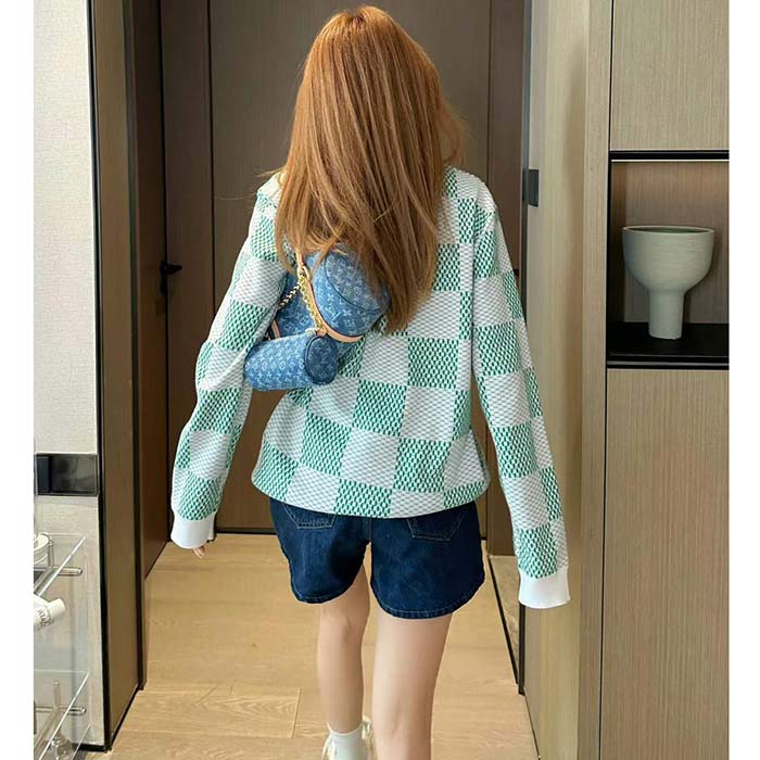 Louis Vuitton LV Women Damier Cotton Sweatshirt Classic Fit Green 1AFJHG