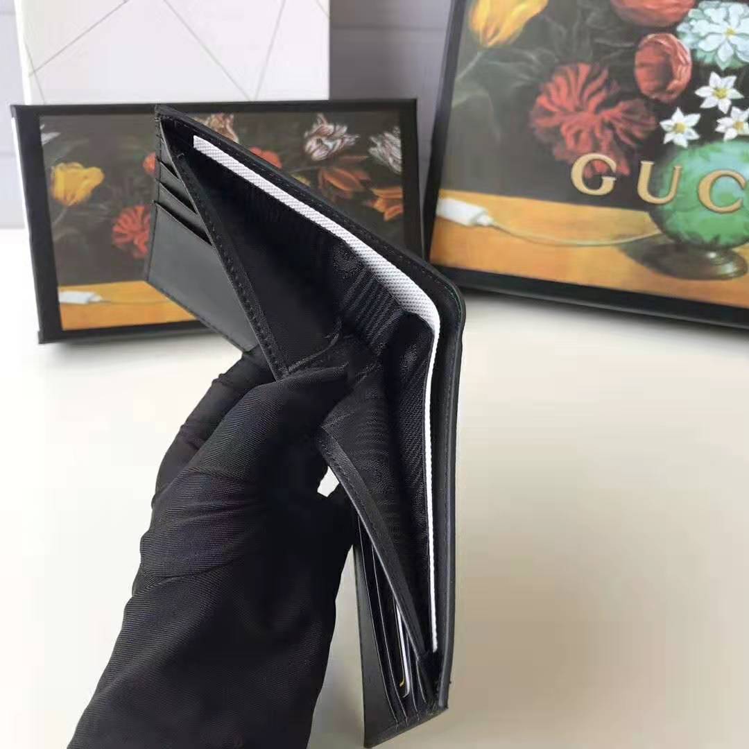 Gucci GG Men GG Supreme Wallet with Wolf in Black and Grey GG Supreme Canvas