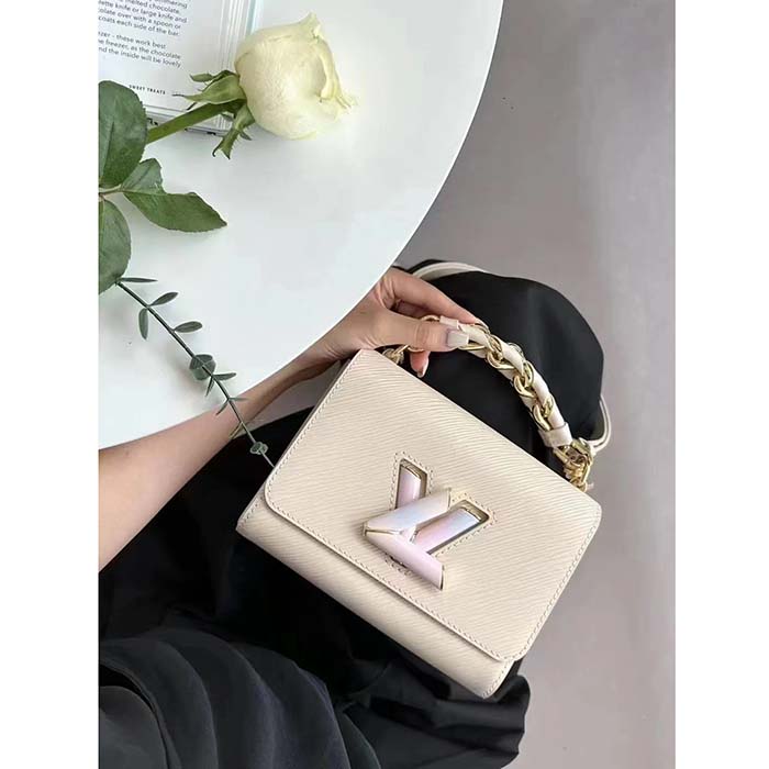 Louis Vuitton LV Women Twist PM Quartz White Epi Grained Cowhide Leather