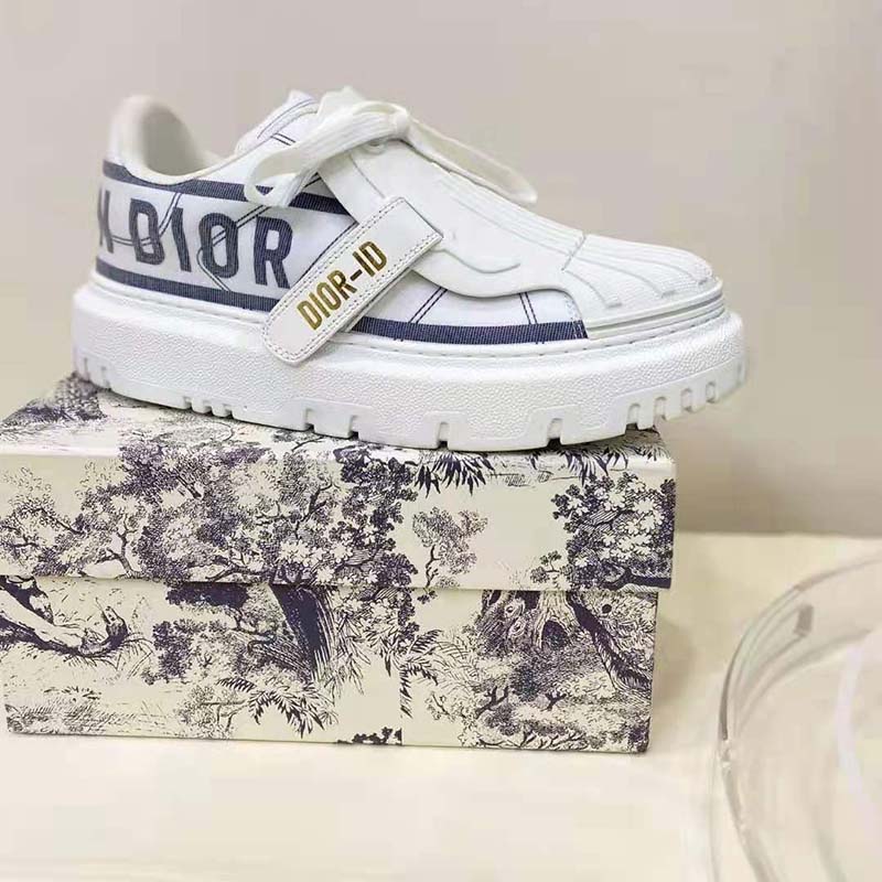 Dior Women Shoes Dior-ID Sneaker White and French Blue Technical Fabric