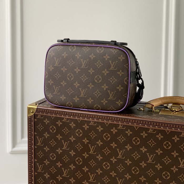 Louis Vuitton LV Unisex S Lock Sling Bag Purple Monogram Macassar Coated Canvas