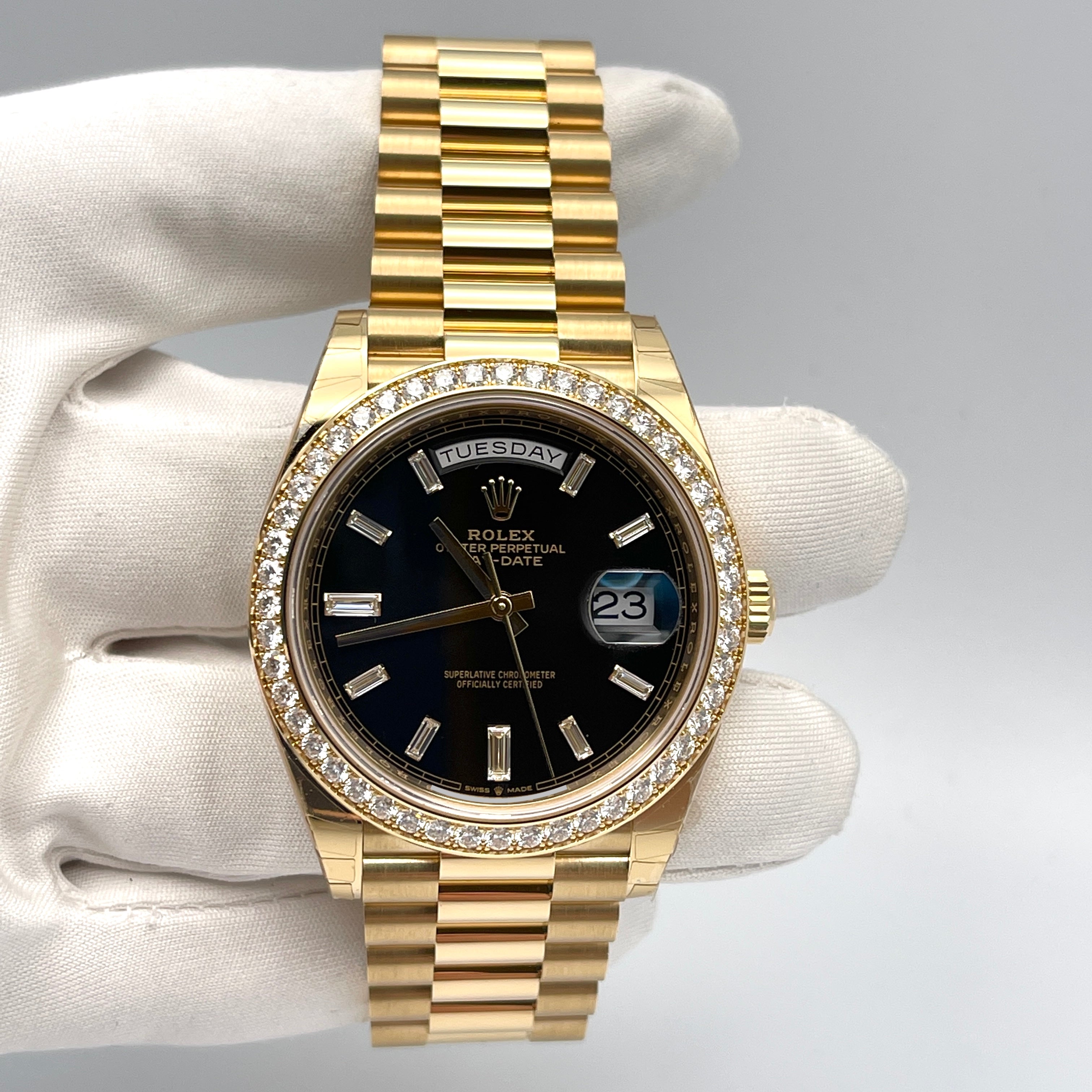 Rolex PRESIDENT DAY-DATE 36MM - BAGUETTE NOIR SMALL BEZEL