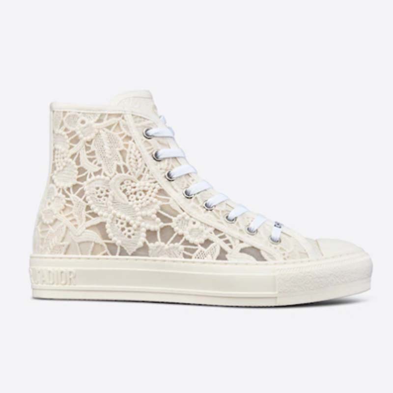 Dior Women CD Shoes Walk’n’Dior Sneaker White Macramé Embroidered Cotton