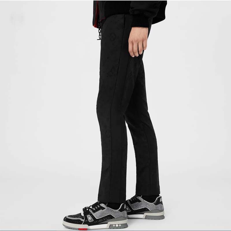 Louis Vuitton Unisex Trainer Sneaker Black Strass Rubber Outsole LV Initials Monogram Flowers