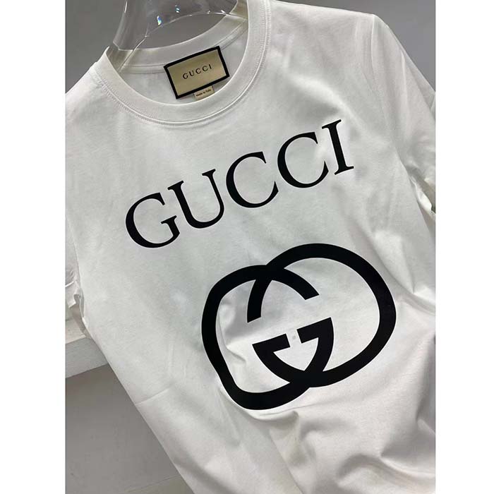 Gucci Men GG Oversize T-Shirt Interlocking G Off-White Cotton Jersey