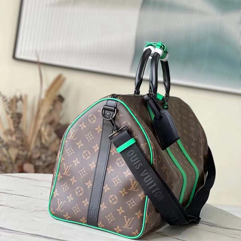 Louis Vuitton LV Unisex Keepall Bandoulière 50 Travel Bag Monogram Macassar Coated Canvas