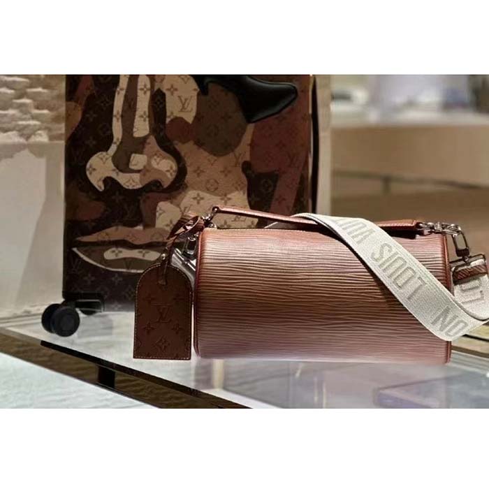 Louis Vuitton LV Unisex Soft Polochon MM Cognac Calf Leather Textile Lining