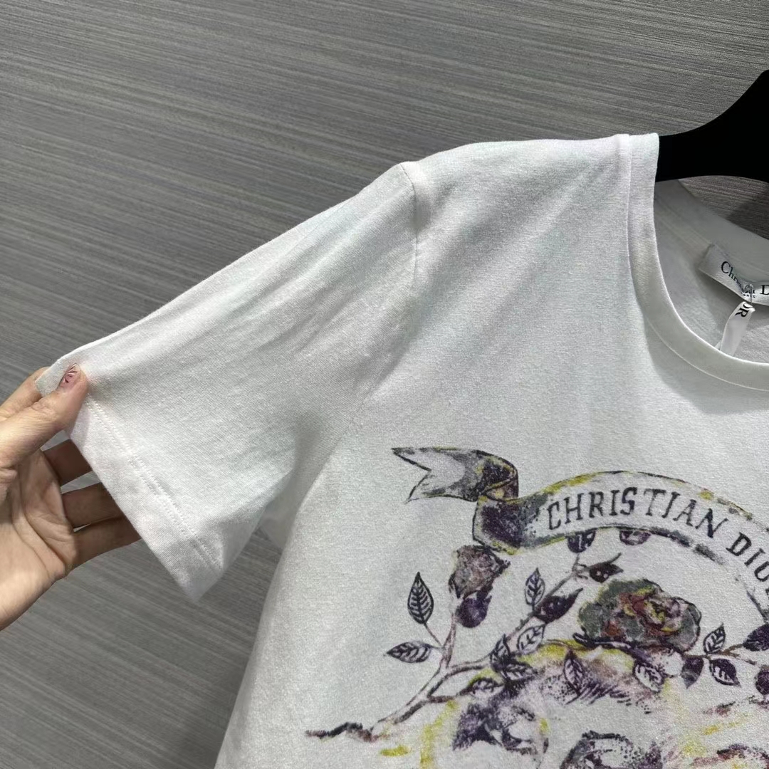 Dior Men CD T-Shirt White Stonewashed Cotton Linen Jersey