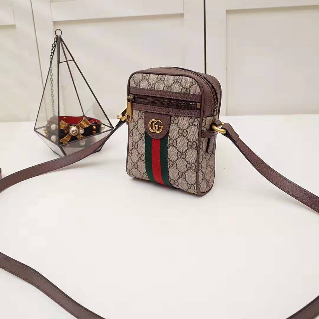 Gucci GG Unisex Ophidia GG Shoulder Bag in Beige/Ebony GG Supreme Canvas