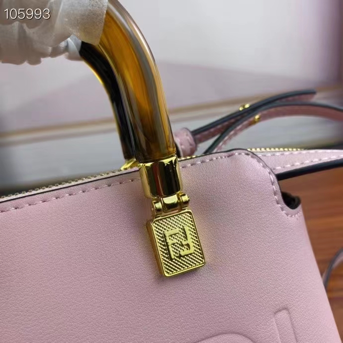 Fendi Women FF By The Way Mini Small Boston Bag Light Pink Leather