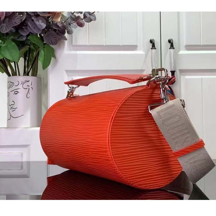 Louis Vuitton LV Unisex Soft Polochon MM Vermillion Red Epi XL Grained Cowhide Leather