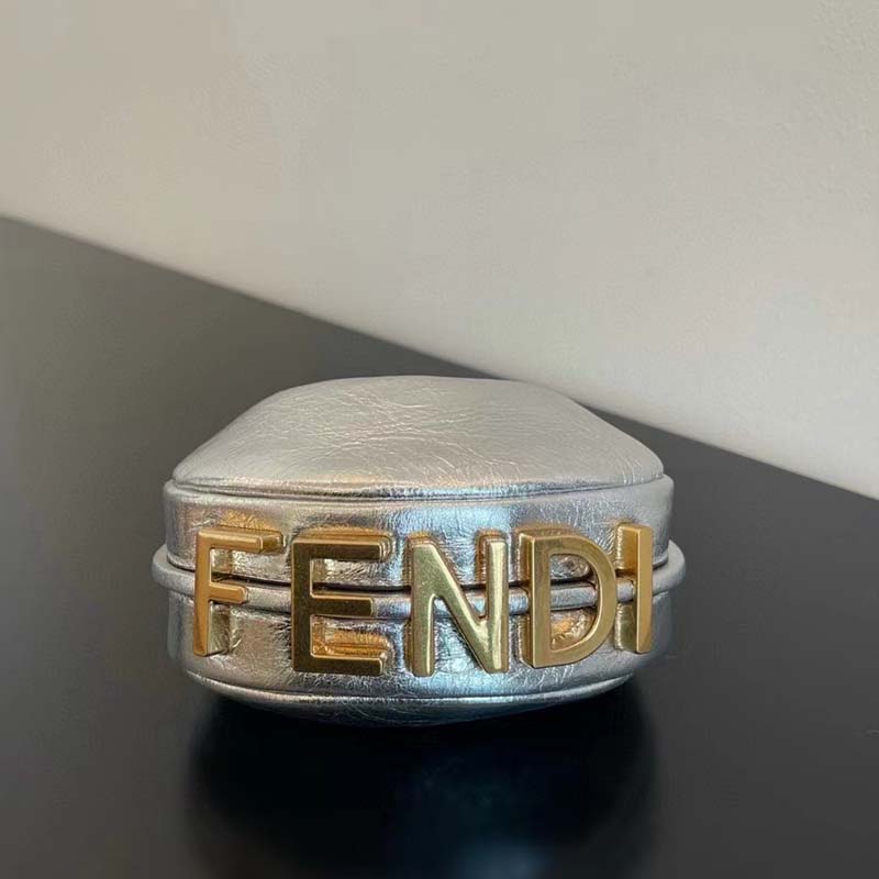 Fendi Women FF Fendigraphy Silver Leather Charm