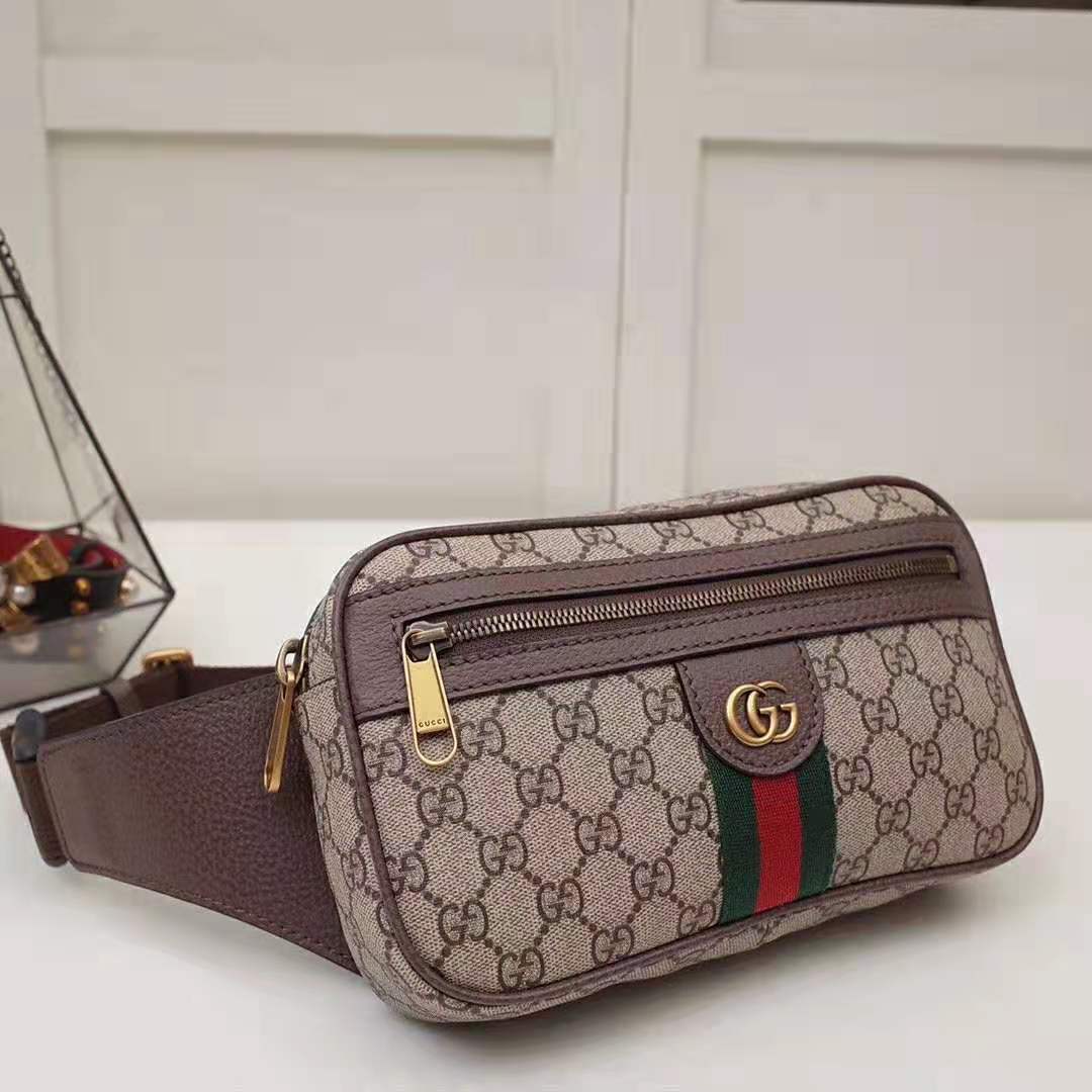 Gucci GG Unisex Ophidia GG Belt Bag in Beige/Ebony Soft GG Supreme Canvas