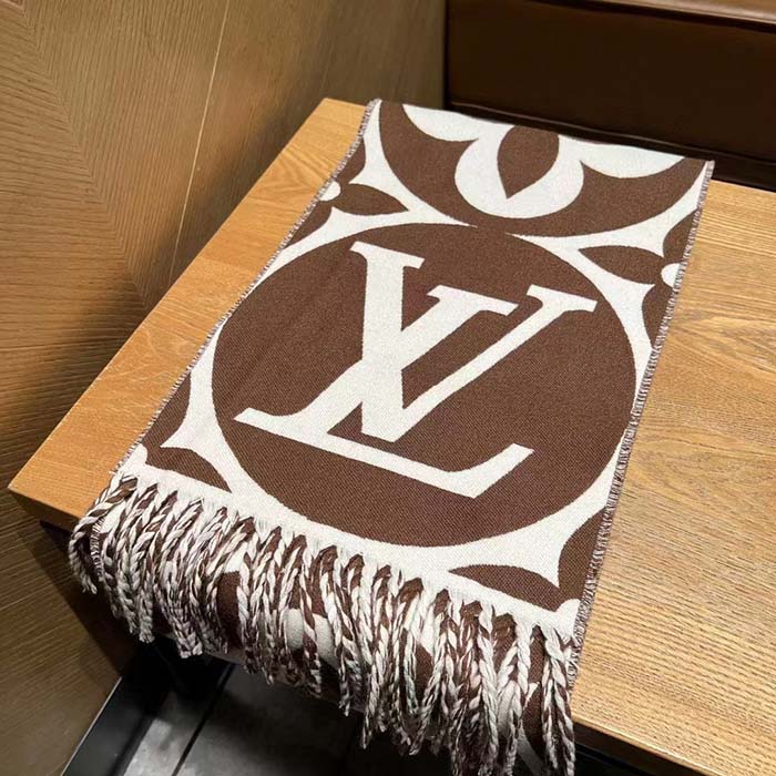 Louis Vuitton Unisex LV Medallion Scarf Brown Wool Jacquard M79215