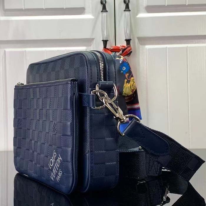 Louis Vuitton LV Unisex Trio Messenger Blue Sapphire Damier Infini Cowhide Leather
