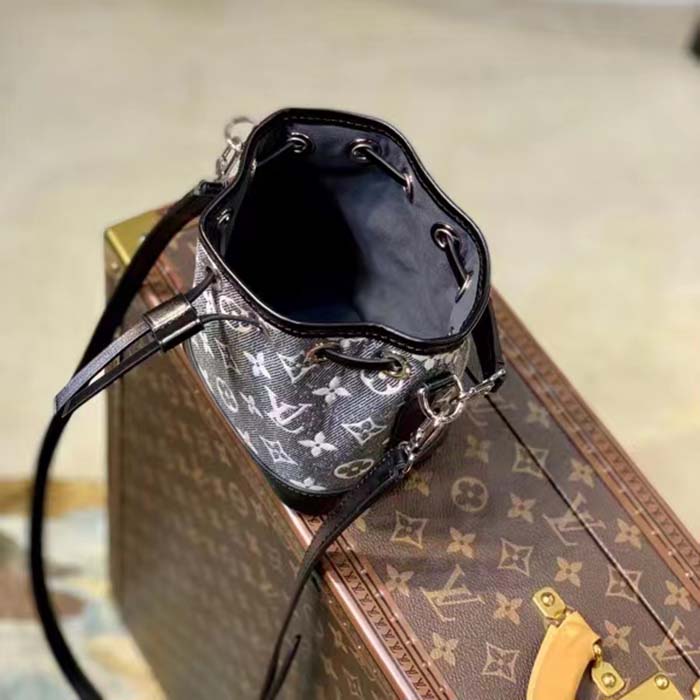 Louis Vuitton LV Unisex Nano Noé Gray Monogram Jacquard Denim Cowhide Leather