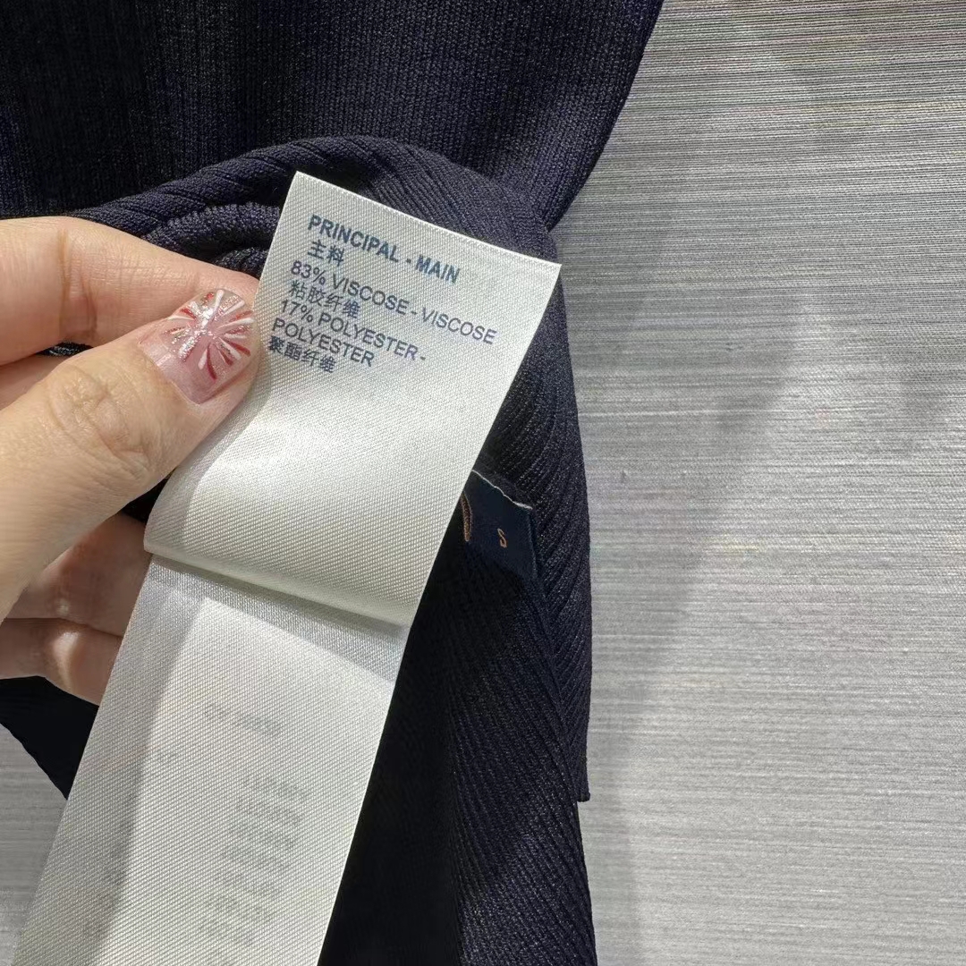 Louis Vuitton Women LV Ribbed Knit Top Wool Cashmere Dark Blue 1AFFRR