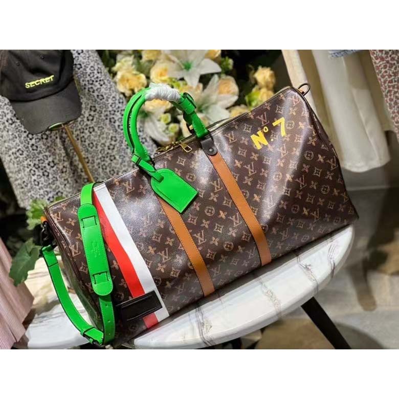 Louis Vuitton LV Unisex Keepall 55 Monogram Coated Canvas Cowhide Leather