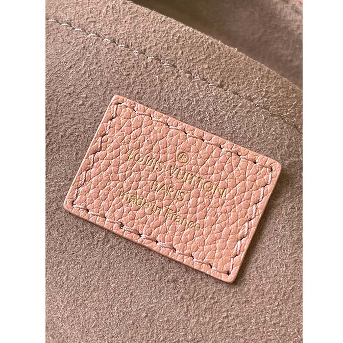 Louis Vuitton LV Women Bagatelle Mini Hobo Handbag Pink Embossed Grained Cowhide Leather