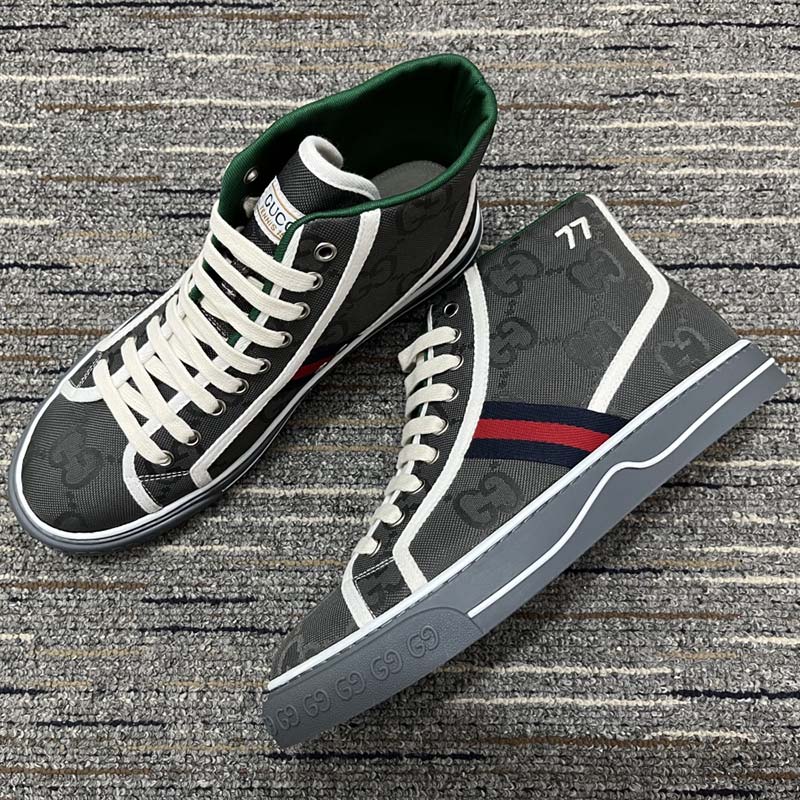 Gucci Men Off The Grid High Top Gucci Tennis 1977 Rubber Sole Flat 2 Cm Heel