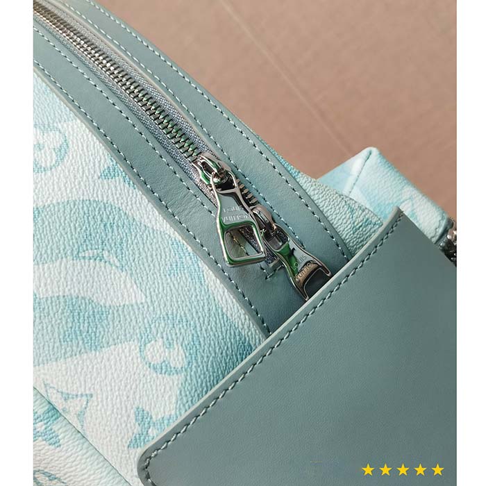 Louis Vuitton LV Unisex Discovery Backpack Crystal Blue Monogram Aquagarden Coated Canvas