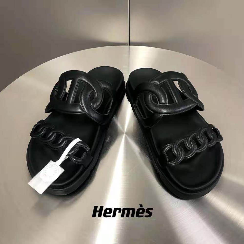 Hermes Women Extra Sandal in Nappa Leather-Black