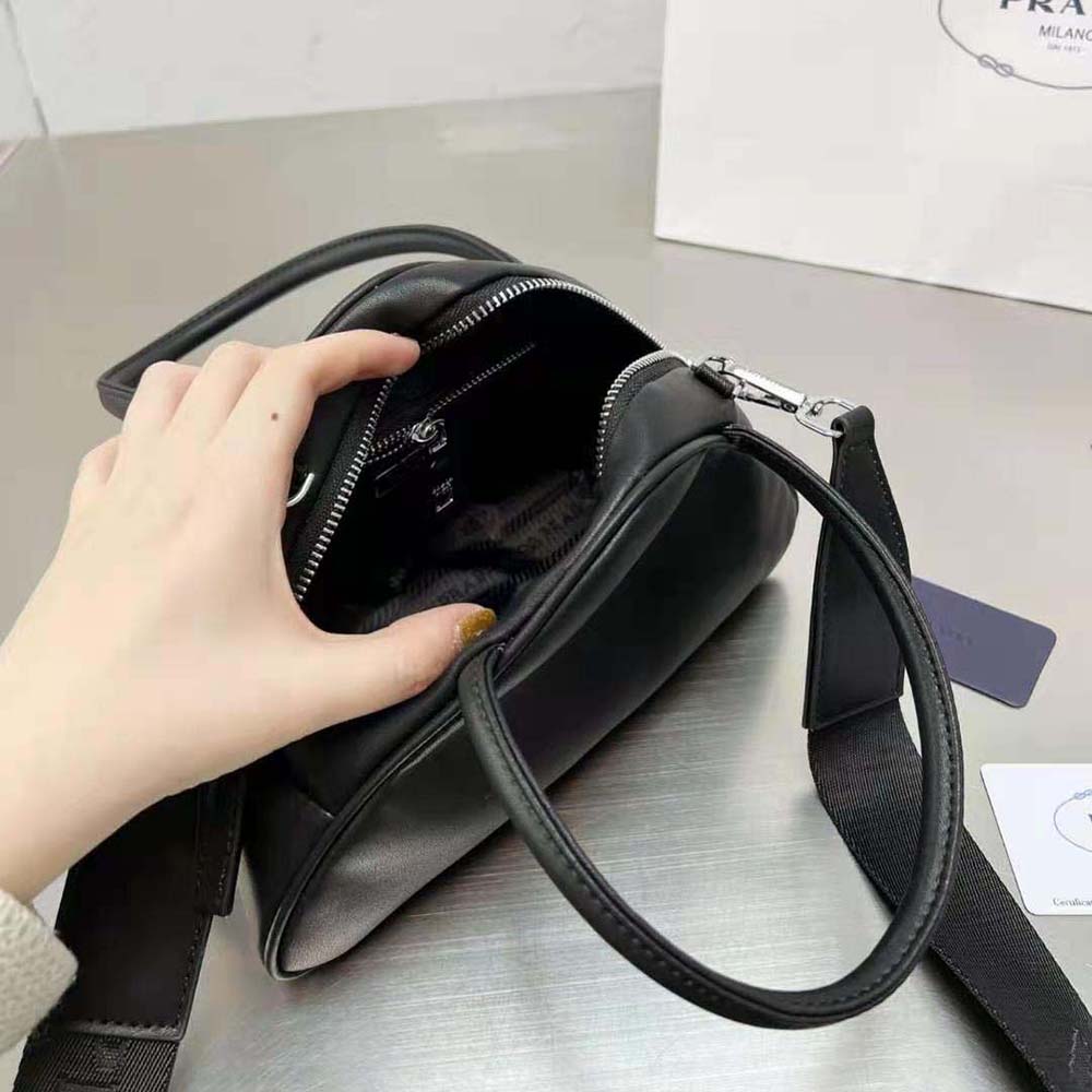 Prada Women Leather Prada Triangle Bag-Black