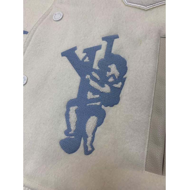 Louis Vuitton LV Men Multi-Patches Mixed Leather Varsity Blouson LWG Calf White