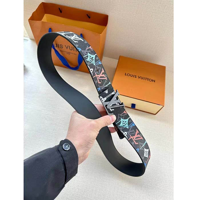 Louis Vuitton Unisex LV Shape 40 MM Reversible Belt Black Calf Leather