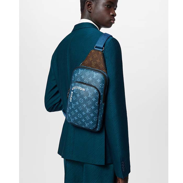 Louis Vuitton LV Unisex Avenue Slingbag NM Atlantic Blue Monogram Coated Canvas