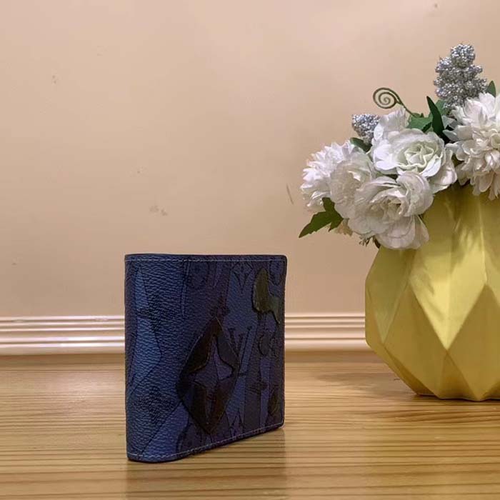 Louis Vuitton LV Unisex Slender Wallet Abyss Blue Monogram Aquagarden Coated Canvas