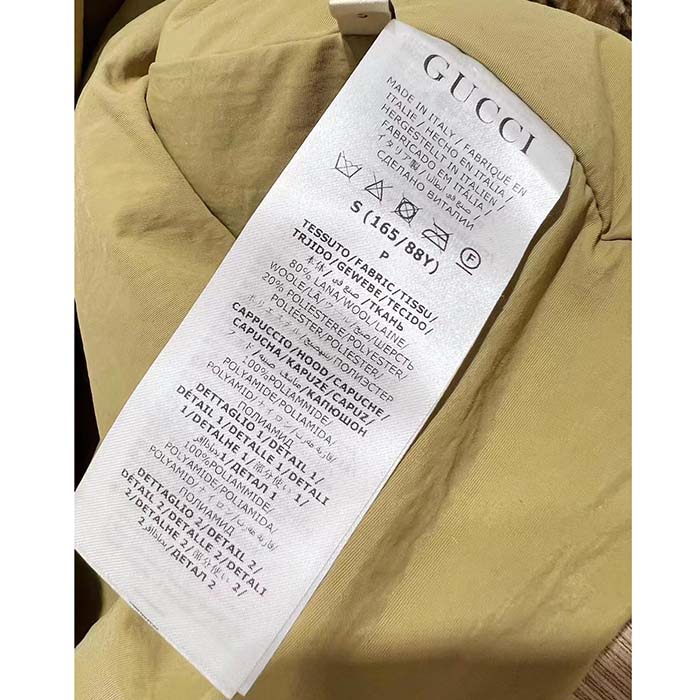 Gucci Women Maxi GG Wool Jersey Jacket Beige Black Polyamide Polyester