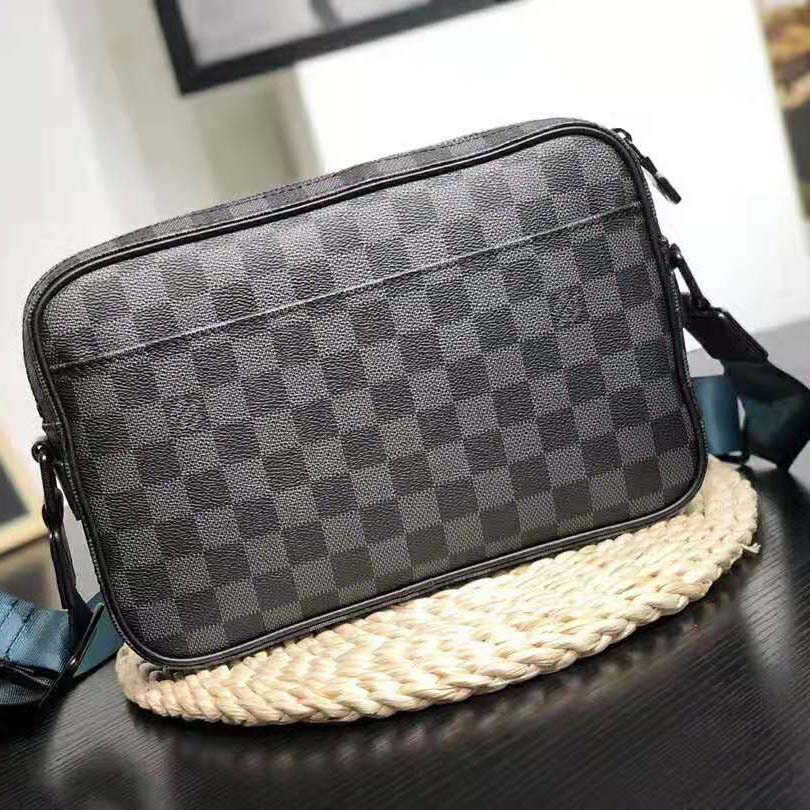 Louis Vuitton LV Men Alpha Messenger in Classic LV Damier Graphite Canvas-Grey