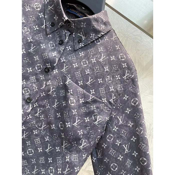 Louis Vuitton Women LV Monogram Cloud Shirt Silk Dark Grey Regular Fit