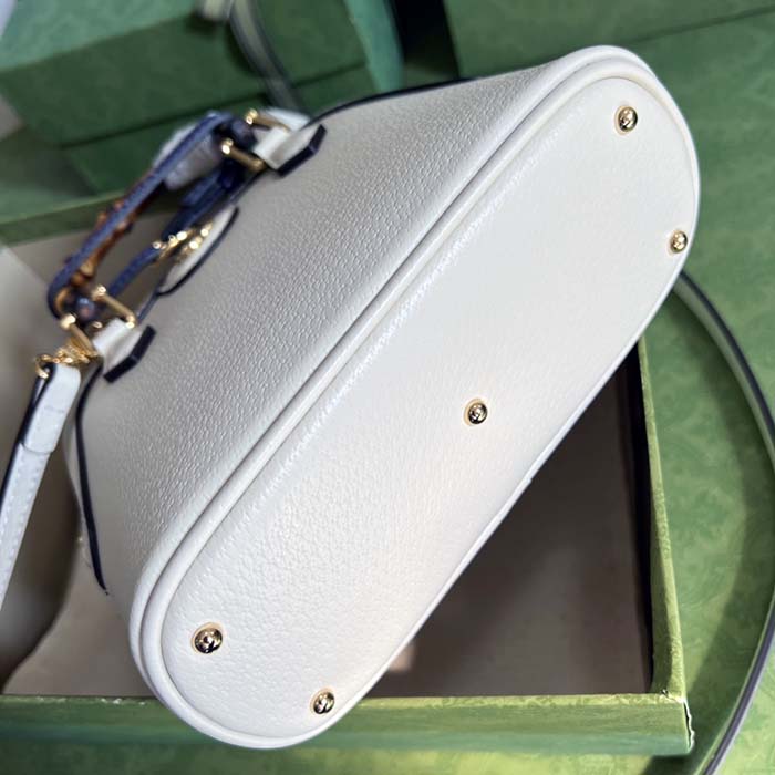 Gucci GG Women Gucci Diana Mini Tote Bag White Leather Double G