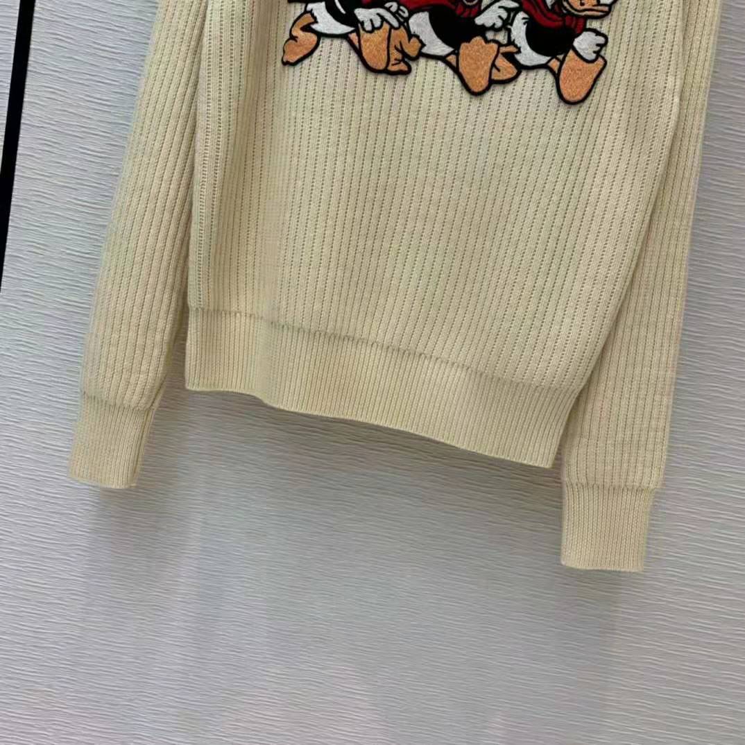 Gucci Women Disney x Gucci Donald Duck Cotton Wool Sweater Crewneck-White