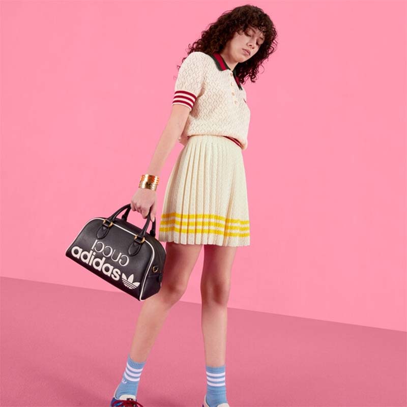 Gucci Unisex Adidas x Gucci Mini Duffle Bag Black Leather Interlocking G