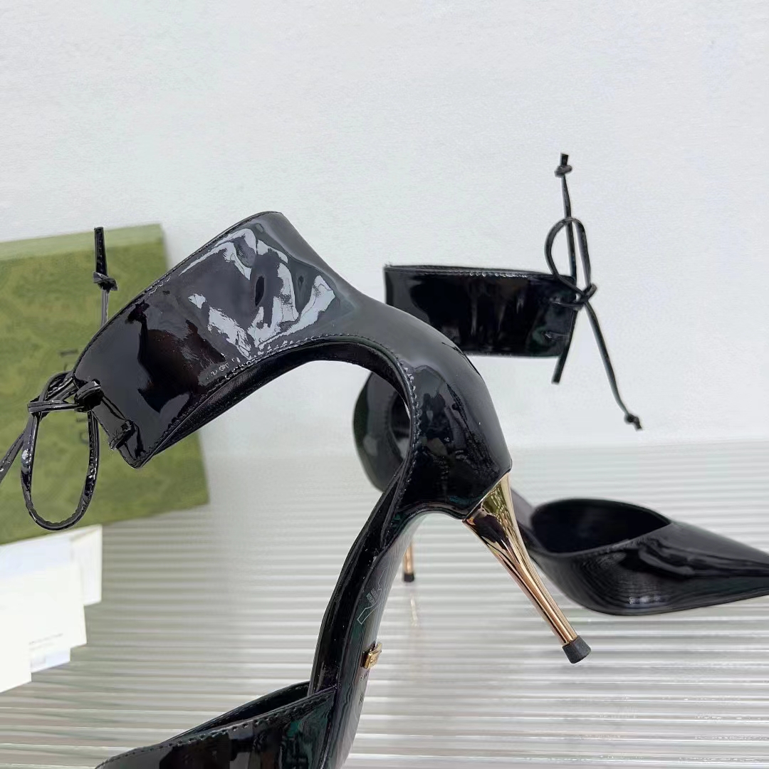 Gucci Women GG High Heel Patent Pump Black Patent Leather 10 CM Heel