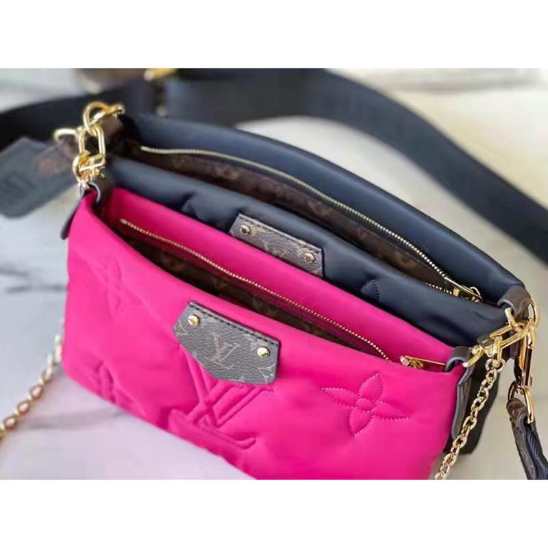 Louis Vuitton LV Unisex Maxi Multi Pochette Accessoires Handbag Fuchsia Black