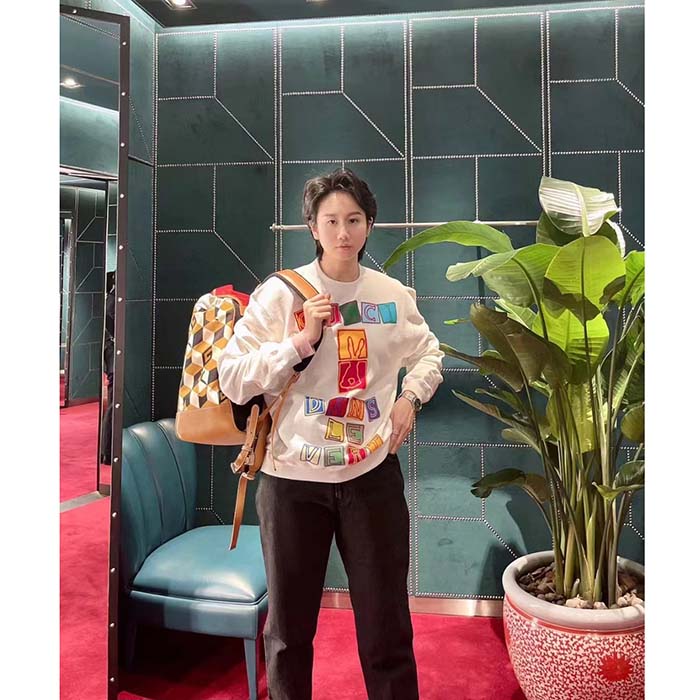 Gucci Women GG Cotton Jersey Sweatshirt Crewneck Rib Cotton Long Sleeves