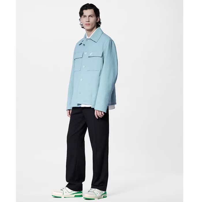 Louis Vuitton Unisex LV Trainer Sneaker Green Grained Calf Leather Rubber Initials