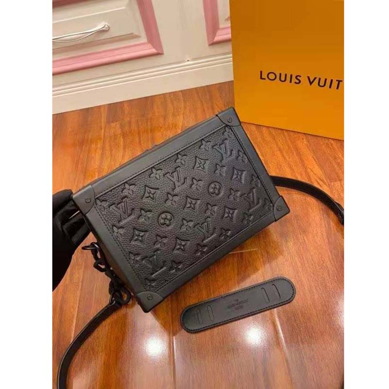 Louis Vuitton LV Unisex Soft Trunk Bag Monogram-Embossed Black Taurillon Cowhide Leather