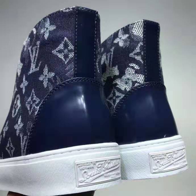 Louis Vuitton LV Men Tattoo Sneaker Boot Monogram Tapestry Denim-Blue