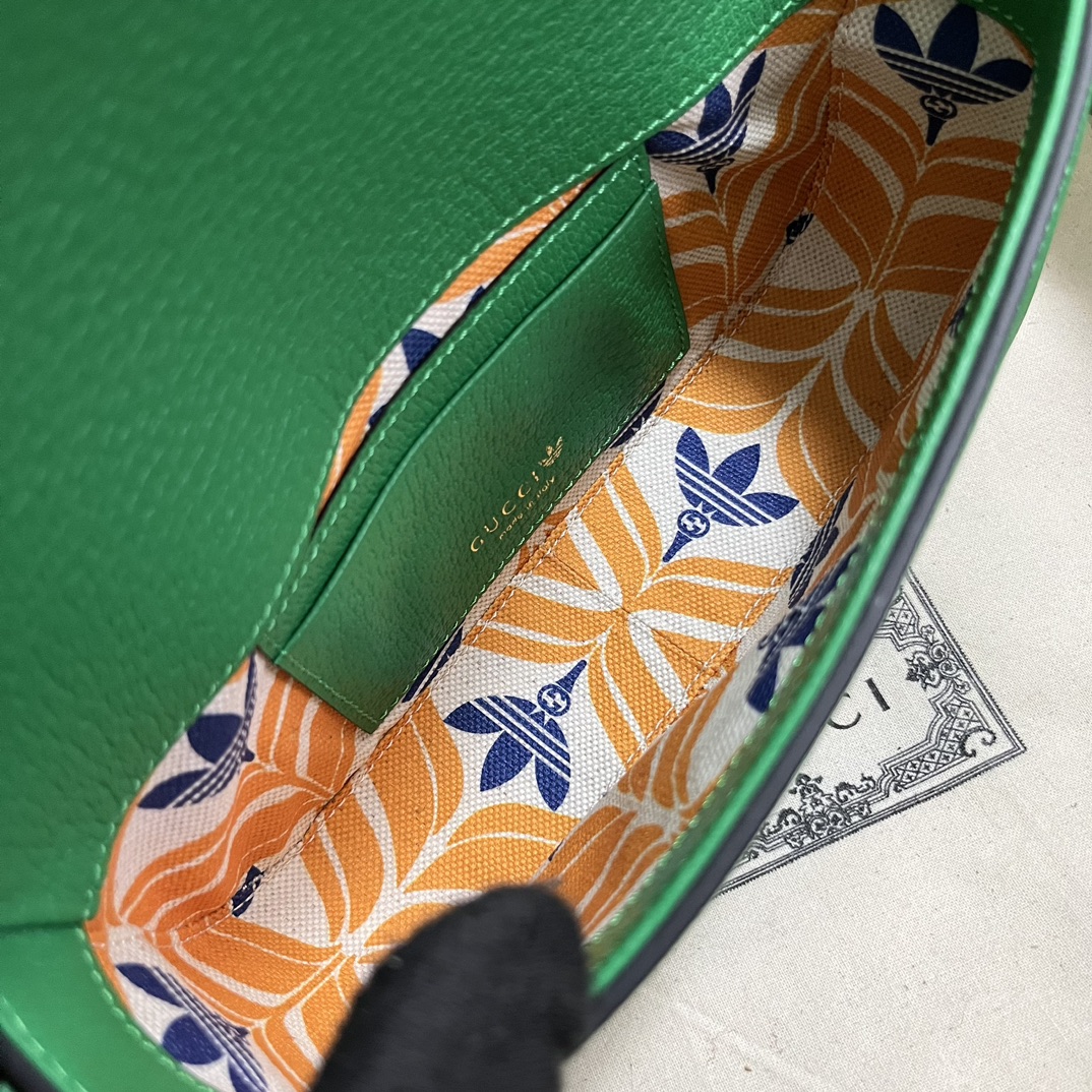 Gucci Unisex GG Adidas x Gucci Mini Bag Green Leather Off White Trefoil Print