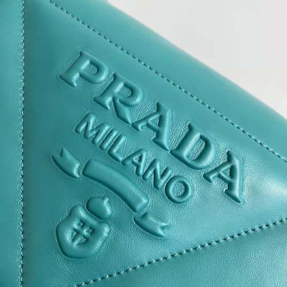 Prada Women Padded Nappa Leather Shoulder Bag-Lime